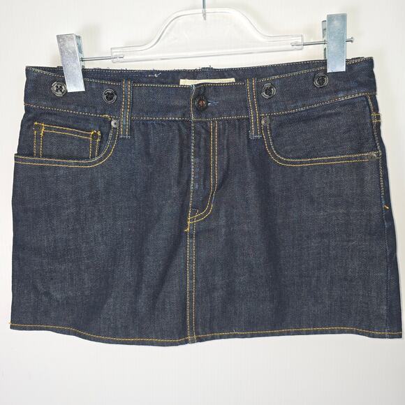 Rugby Ralph Lauren Y2K Denim Micro Mini Skirt Size 28 Dark Wash Vintage - Picture 1 of 10